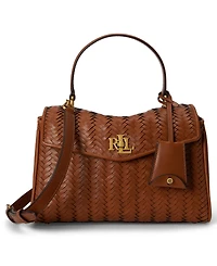 Lauren Ralph Lauren Farrah Woven Leather Small Satchel Handbag