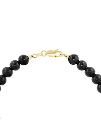 Effy Collection Men's Onyx (6mm), White Diamond (1/10 ct. t.w.) and Black Diamond (1/3 ct. t.w.) Bracelet in Gold Over Silver