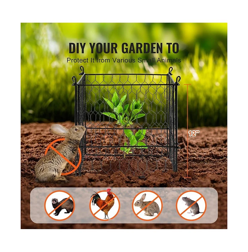 Sugift 4 Pack 13.4 inches Chicken Wire Plant Protector Cages with Ground Stakes
