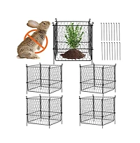 Sugift 4 Pack 13.4 inches Chicken Wire Plant Protector Cages with Ground Stakes