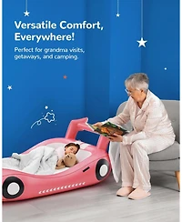 Qpau Inflatable Toddler Travel Bed with Side Rails, Portable Toddler Air Mattress for Camping and Travel, Hand Pump Included