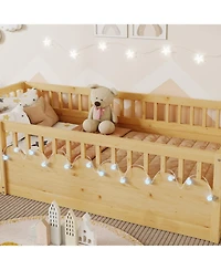 Rainsken Montessori Floor Bed with Storage Shelf and Light, No Slats Included