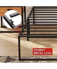 Homfan Metal Platform Bed Frame with Underbed Storage, Steel Support, Quiet Design and No Box Spring Needed