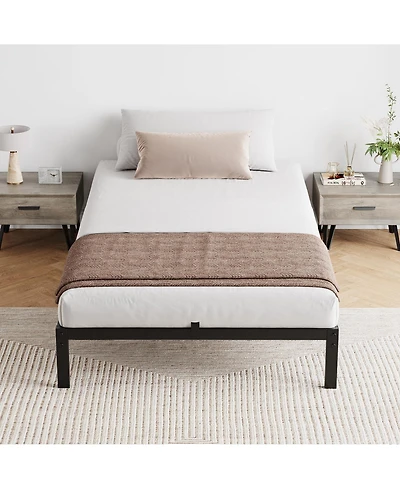 Homfan Metal Platform Bed Frame with Steel Slats, Low Profile Mattress Foundation and Underbed Space