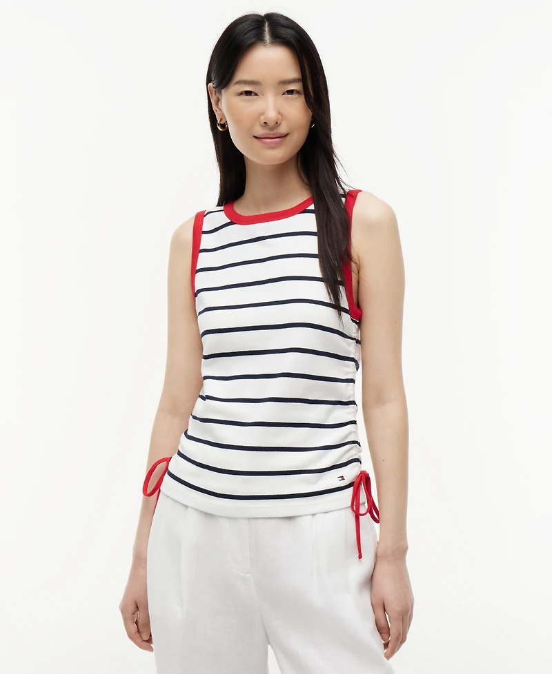 Tommy Hilfiger Women's Tie-Detail Sleeveless Cotton Top