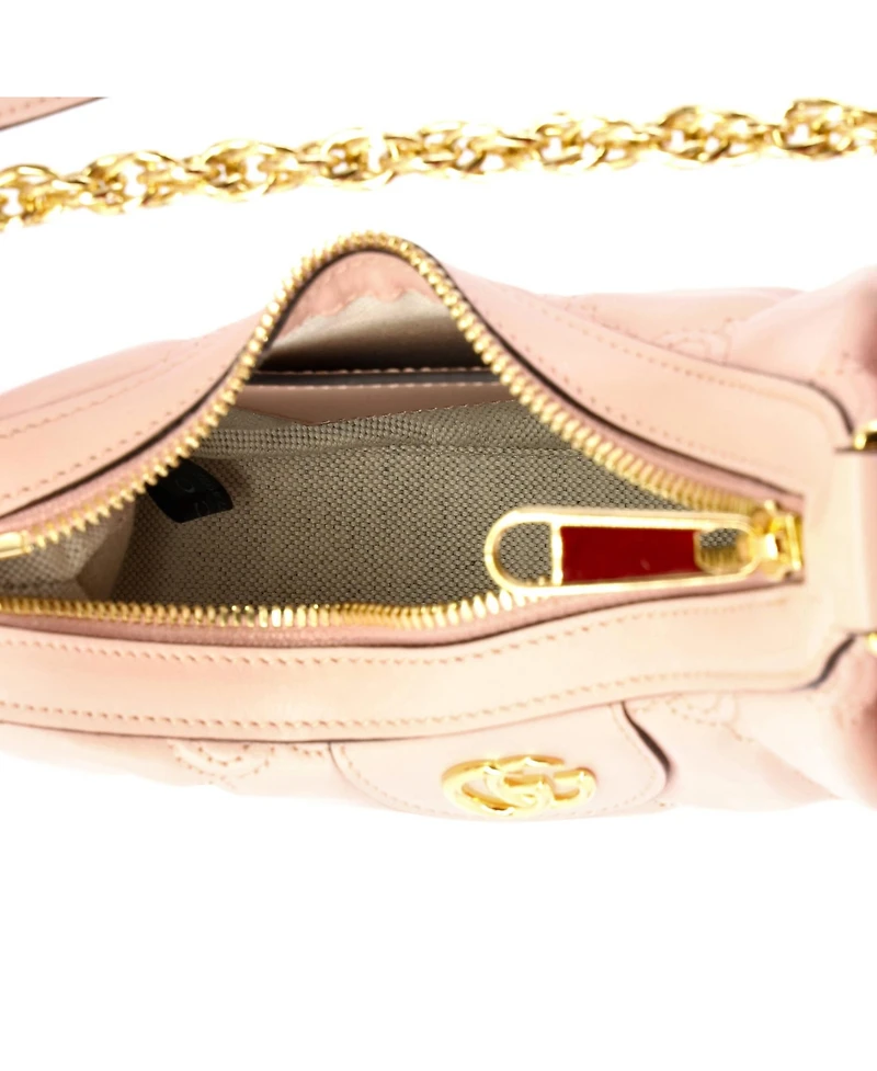 Pre-Owned Gucci Mini Half Moon Hobo Gg Matelasse Leather