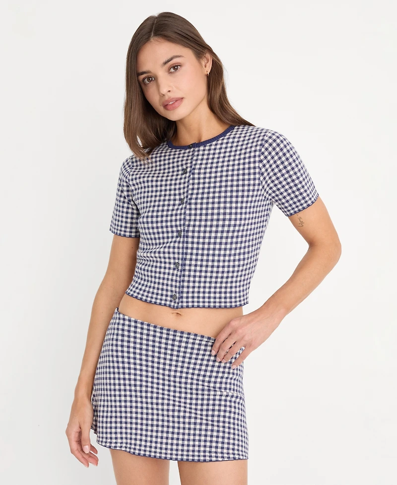 Good American Women's Cropped Short-Sleeve Cardigan