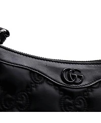 Pre-Owned Gucci Mini Zip Shoulder Bag Gg Embossed Matelasse Nylon with Leather