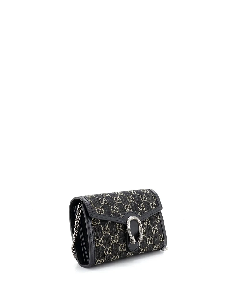 Pre-Owned Gucci Small Dionysus Chain Wallet Gg Denim
