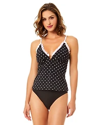 CeCe Women's Ruffle V-Neck Wire Adjustable Tankini Top