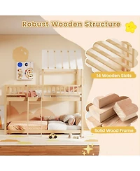 Slickblue House Style Twin Over Bunk Bed with Roof, Guardrails for Kids and Teens Room