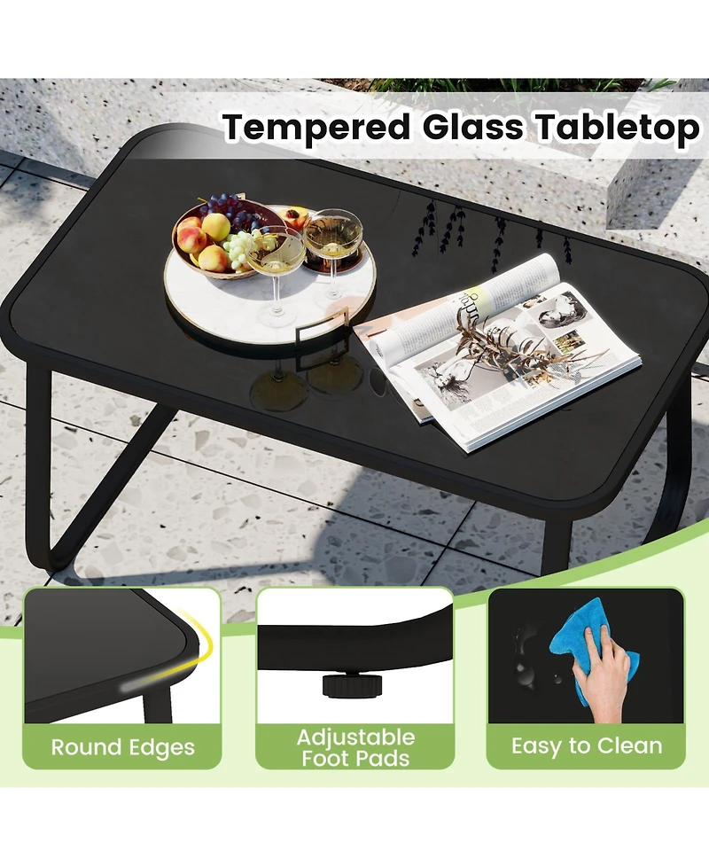 Sugift 4 Pcs Patio Furniture Set Outdoor Rocker Chair Conversation Set