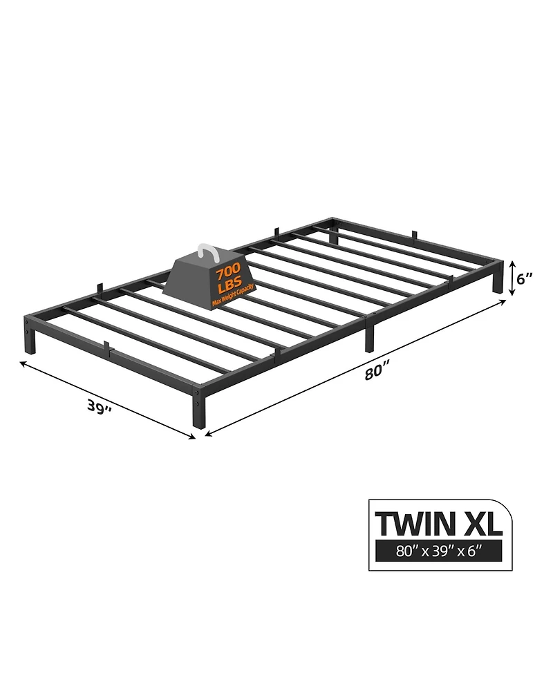 Homfan 6 Inch Metal Platform Bed Frame with Under-Bed Storage, Headboard Mount Holes, No Box Spring Needed