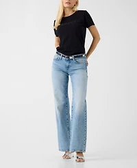Guess Women's Mesh Phrase Short-Sleeve Cotton T-Shirt