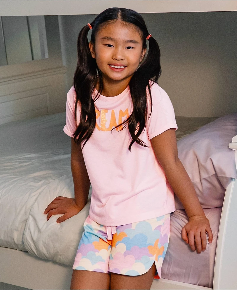 Lands' End Big Girls Short Sleeve Tee and Shorts Pajama Set