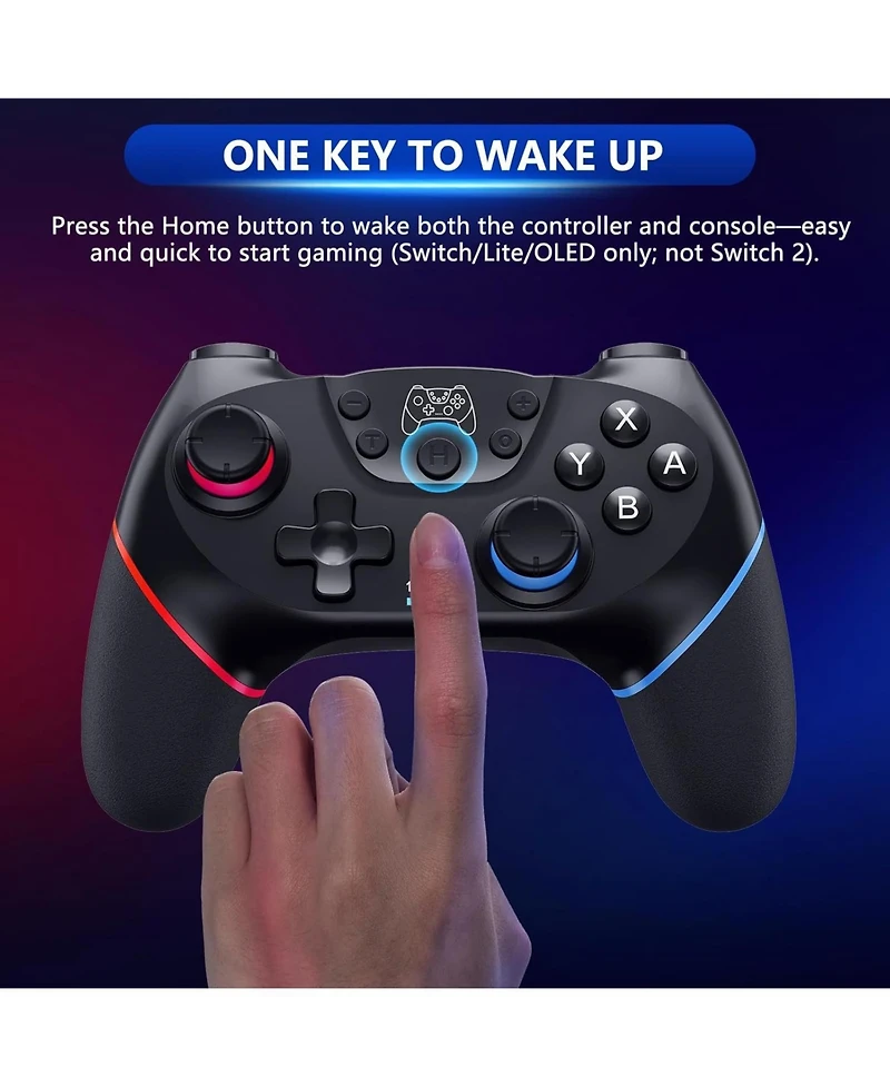 ECHTPeak Upgraded Switch Controller, Wireless Pro Controller for Switch 2/Lite/Oled, Bluetooth Remote Gamepad with Hall Effect Joystick, 6-Axis Gyro