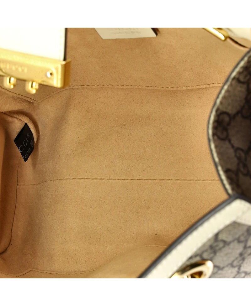 Pre-Owned Gucci Small Padlock Chain Tote Gg Coated Canvas with Leather