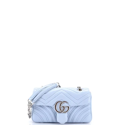 Pre-Owned Gucci Mini Gg Marmont Flap Bag Matelasse Leather