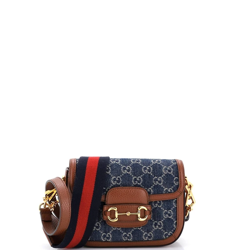 Pre-Owned Gucci Mini Horsebit 1955 Shoulder Bag Gg Denim