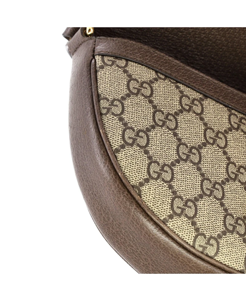Pre-Owned Gucci Mini Ophidia Curved Flap Shoulder Bag Gg Coated Canvas