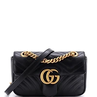 Pre-Owned Gucci Mini Gg Marmont Flap Bag Matelasse Leather