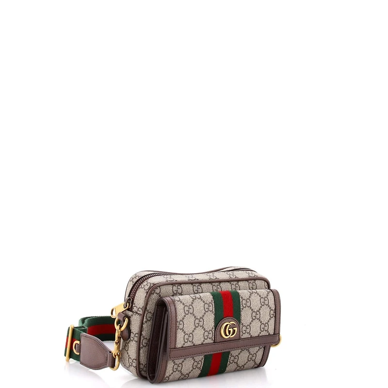 Pre-Owned Gucci Mini Ophidia Front Pocket Camera Bag Gg Coated Canvas