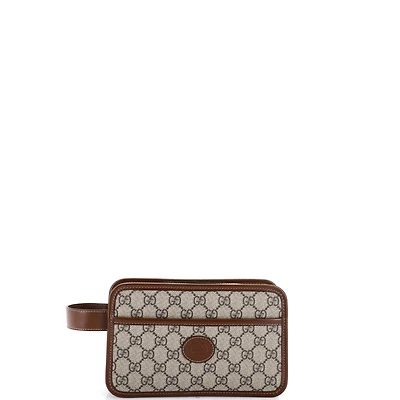 Pre-Owned Gucci Mini Interlocking G Patch Camera Bag Gg Coated Canvas