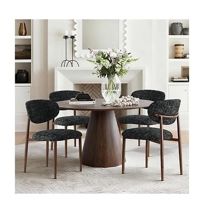 Modern Chenille Upholstered Dining Side Chairs Set of 4, Armless