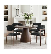 Modern Chenille Upholstered Dining Side Chairs Set of 4, Armless