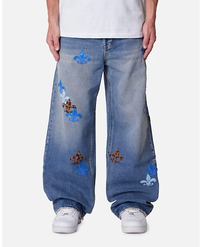 mnml Men's Ultra Baggy Fleur Patch Jeans