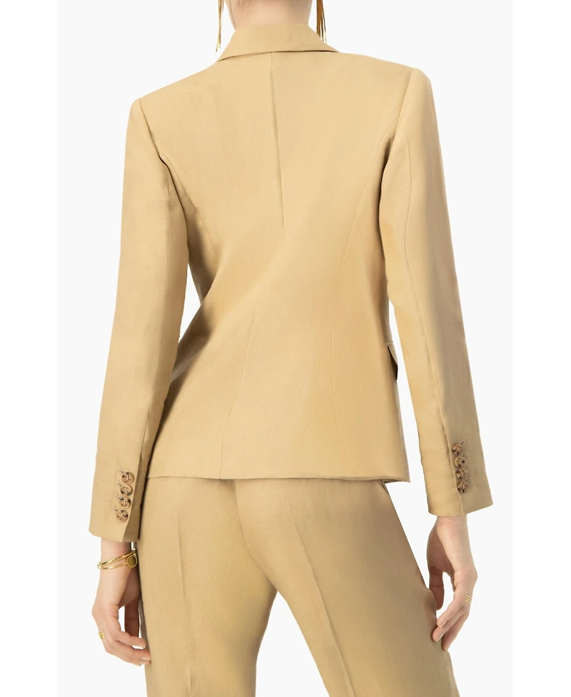 Ivonne Women's Single-Button Tailored Linen Blazer