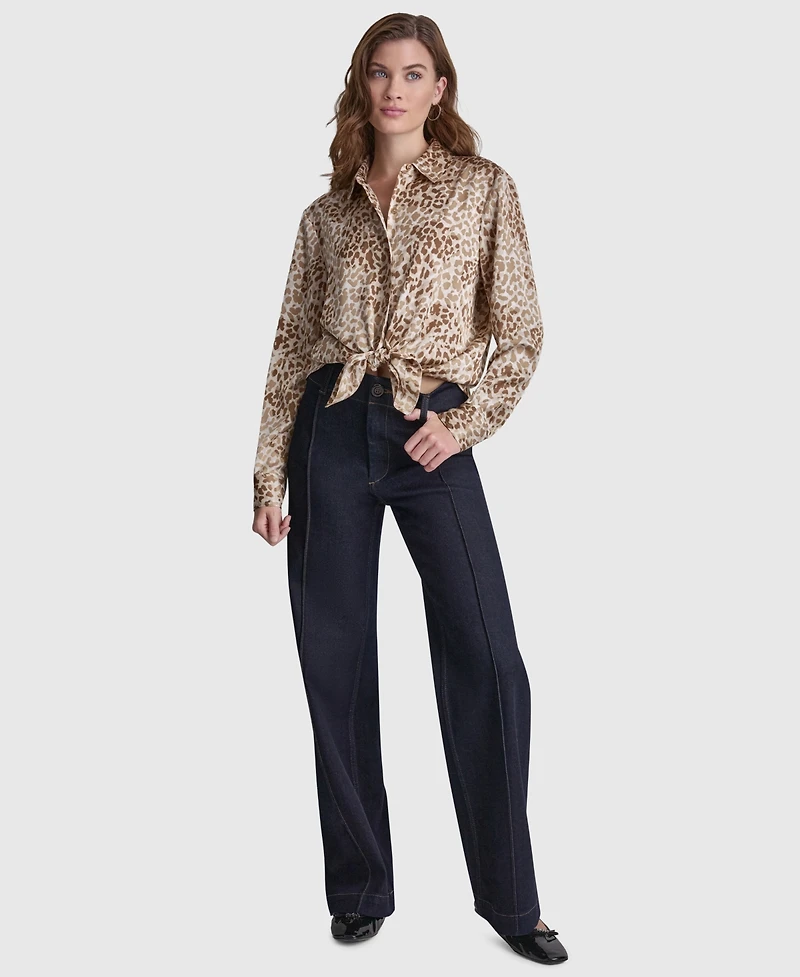 Dkny Jeans Women's Collared Long-Sleeve Blouse