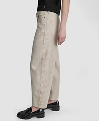 Dkny Jeans Women's Mid-Rise Striped Baby Barrel-Leg