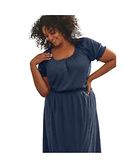 Avenue Women's Gauze Puffed Sleeve Top