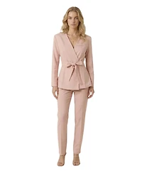 Modenaire Women's Wrap Waist-Tie Tailored Blazer