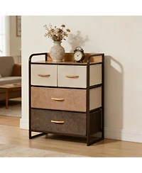 Freestanding Storage Vanity with 4 Drawers Maple Wood Storage Tower for Entryway, Living Room
