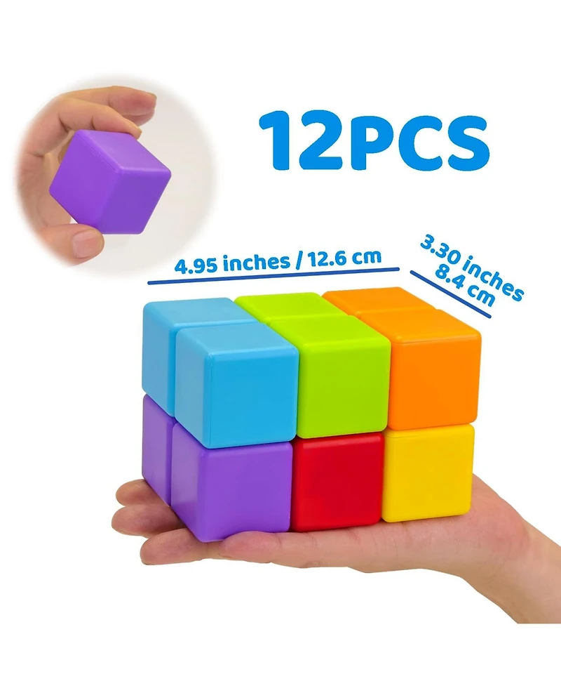 Gnuadz 1.65 Inch Magnetic Stacking Cubes Sensory Montessori Toddler Toy