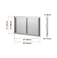 Sugift Bbq Access Door 36x21 in Double Outdoor Kitchen Door Stainless Steel Flush Mount