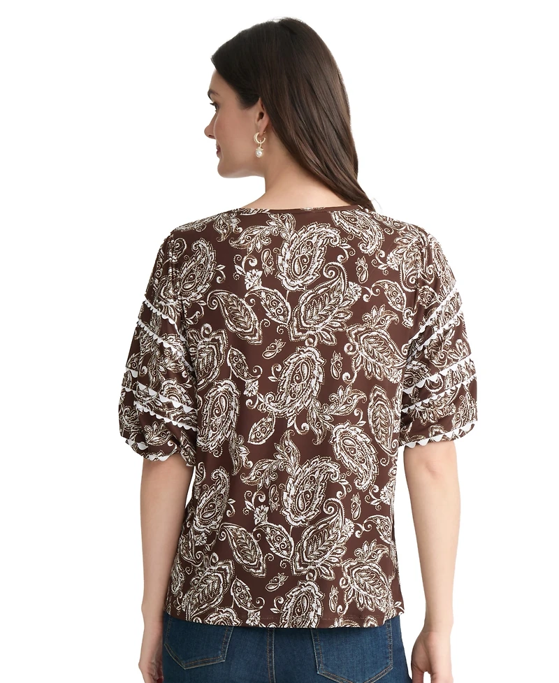 Jones New York Petite Printed Crewneck Top