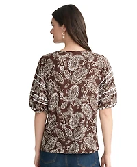 Jones New York Petite Printed Crewneck Top