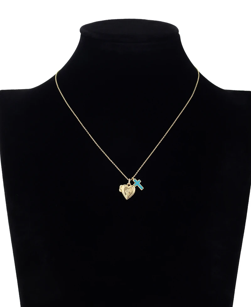 Unwritten Cubic Zirconia Heart and Cross Cluster Charm Pendant Necklace