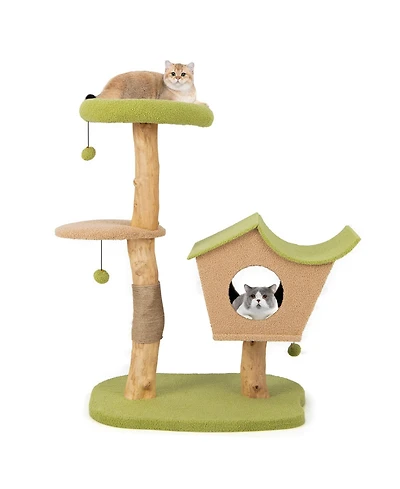 Cozito Cat Tree 43 inch Wooden Tower with Padded Top Perch