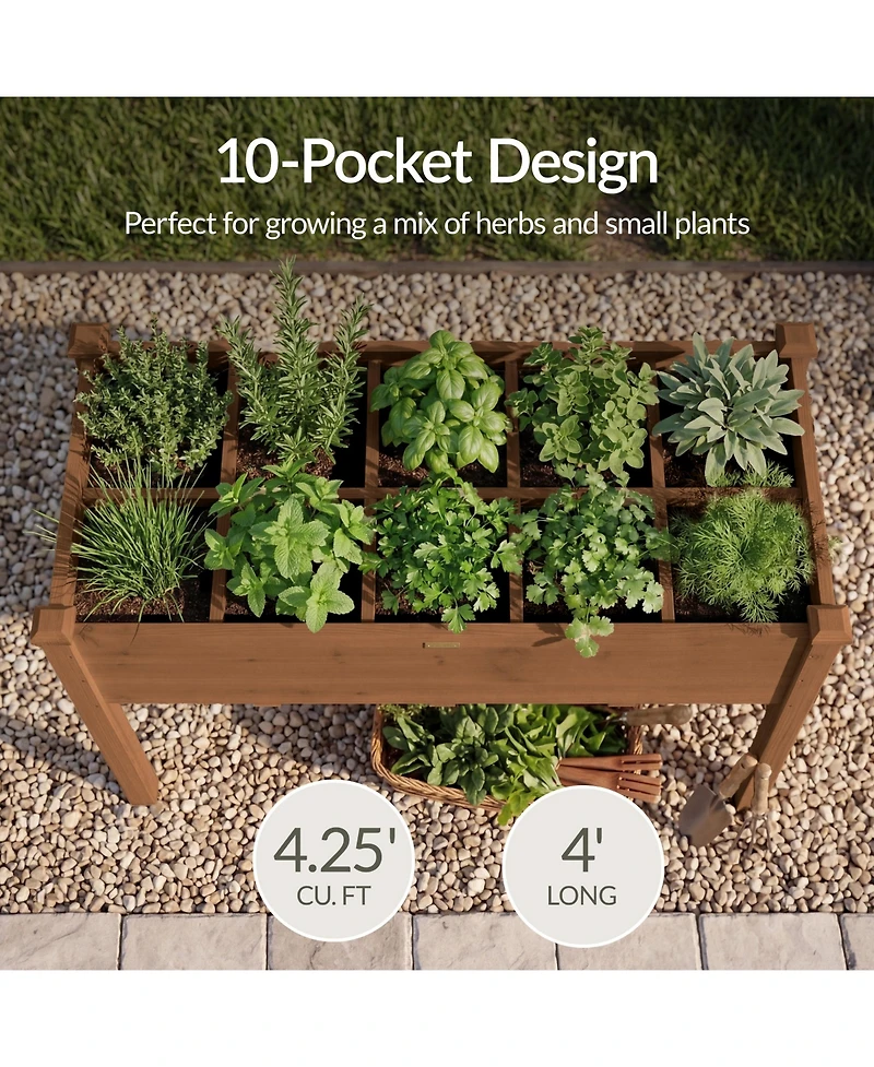 Best Choice Products Raised Garden Bed Planter Box - Elevated Wooden Herb Vegetable Planter, 10 Grid Sections
