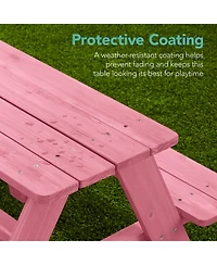Best Choice Products Kids Wooden Picnic Table, Outdoor Activity Table w/ Adjustable Umbrella, Seats