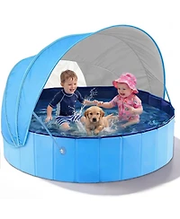 Gnuadz Kiddie Pool Foldable Shade Tent Swimming Wading Dogs Ball Pit Backyard Water Play