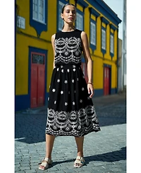 Yumi Women's Embroidered Midi Skirt