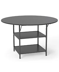 Slickblue Large Kitchen Round Table with Storage Shelves for 4-6 People