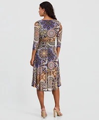 Robbie Bee Petite Tie-Front 3/4-Sleeve Midi Dress