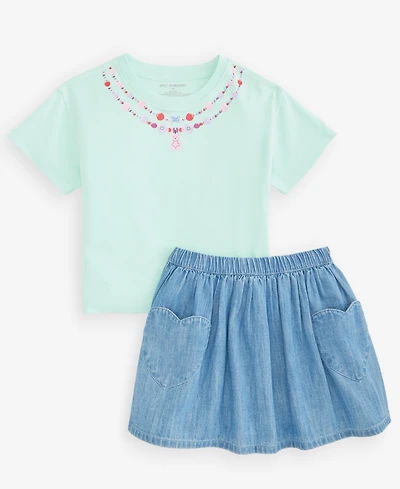 Epic Threads Toddler Girls' 12M-5T Necklace T-Shirt and Bubble Skirt, 2-Piece Set