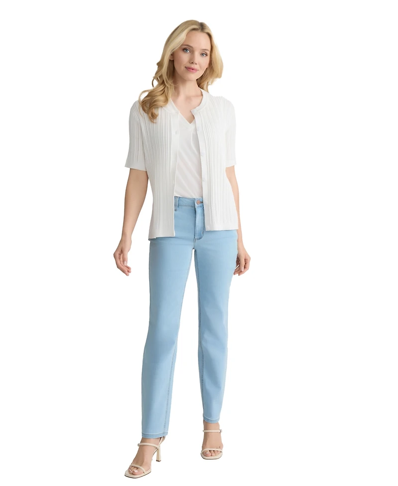 Jones New York Petite Short-Sleeve Pointelle Cardigan